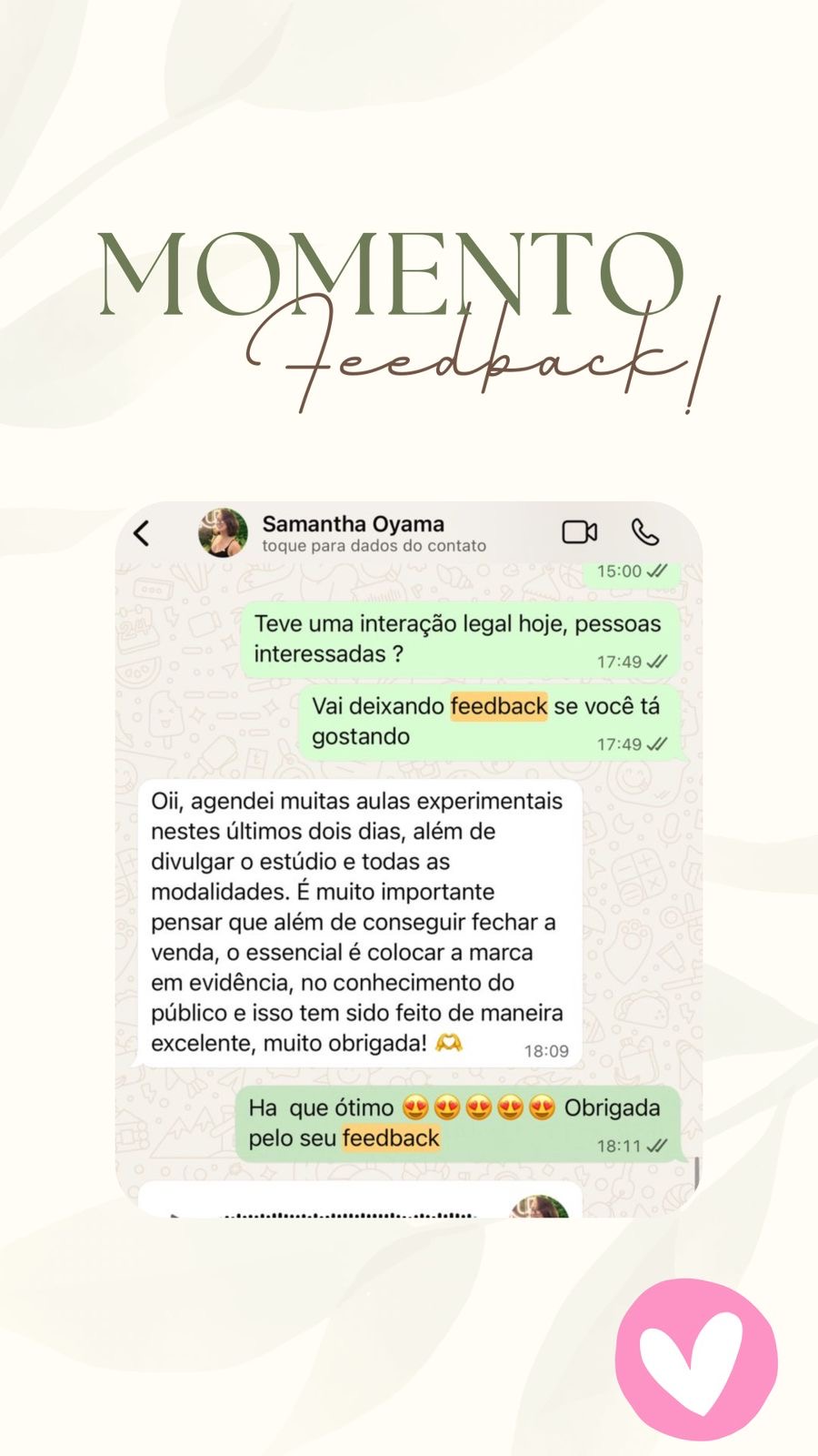 Feedback de Samantha Oyama